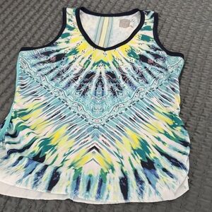 Lucky in Love Blue and Yellow Patterned Tank Top
